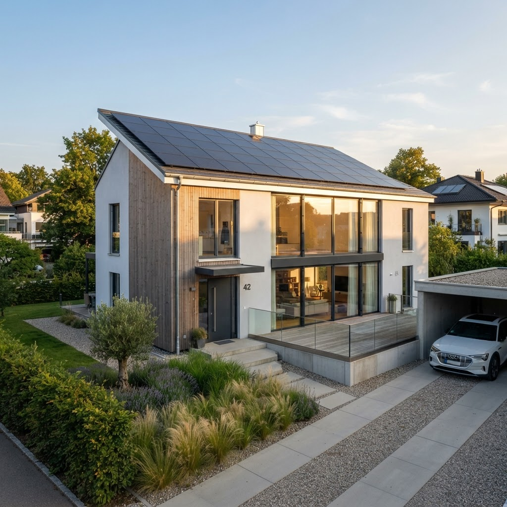 Energieeffizientes Wohnhaus mit Solaranlage